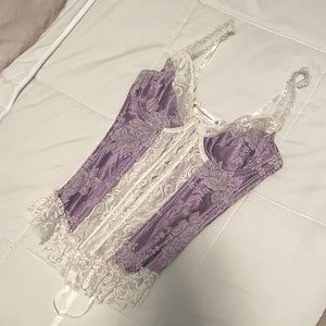 Shirley of Hollywood purple & white lace corset